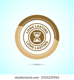 Long lasting icon design illustration. Durability icon design. Represents durability. Gold Color Button Design