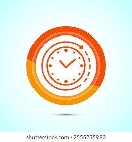 Long lasting icon design illustration. Durability icon design. Represents durability. Orange Color Button Design