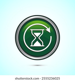 Long lasting icon design illustration. Durability icon design. Represents durability. Green Color Round Button Design