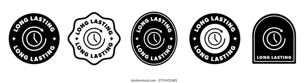 Long Lasting icons for labeling. Vector signs with icon collection.