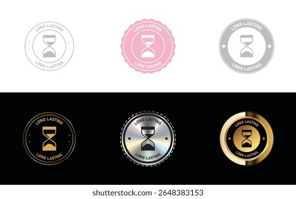 Langlebiges Logo. Symbol, Stempel, Plakette, Siegel und Symbolvektor