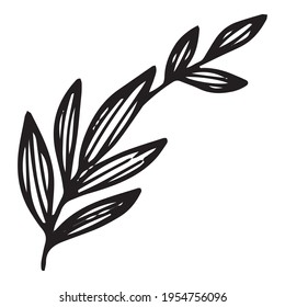 Icono de bifurcación de hoja larga. Dibujo manual y ilustración de contorno icono vectorial de bifurcación de hoja larga para diseño web