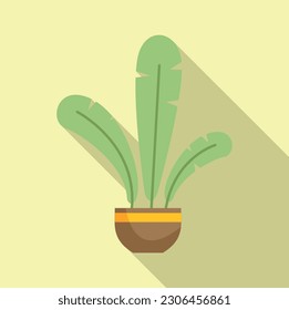 Long leaf plant icon flat vector. Flower pot. Home indoor