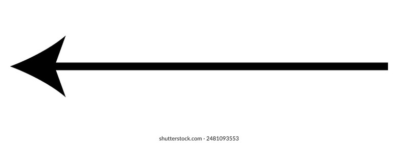 Long left arrow vector icon. Black horizontal double arrow. Vector icon. thick pointer vector icon isolated on white background. Vector illustration. Eps file 41.