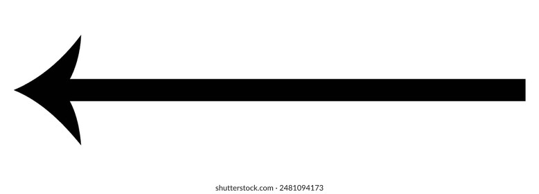 Long left arrow vector icon. Black horizontal double arrow. Vector icon. thick pointer vector icon isolated on white background. Vector illustration. Eps file 47.