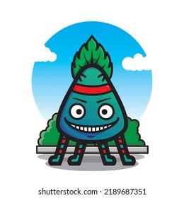 long leg smiley leaf monster cartoon