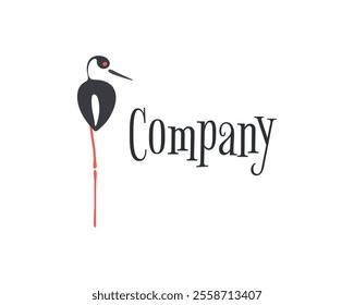 Long Legged Bird Vector Logo Image