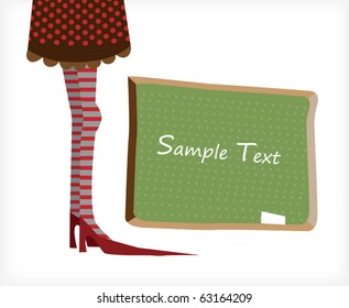 Long legs in a school board. Illustration