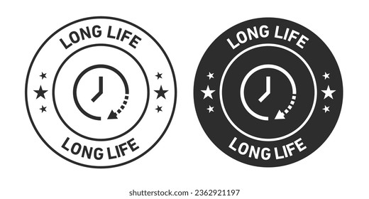 Long life Icons set in black filled and outlined.