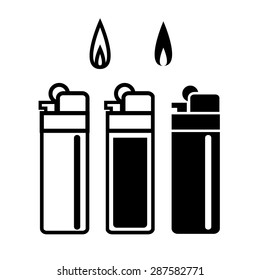 Long Lighters icon in linear and silhouette style 