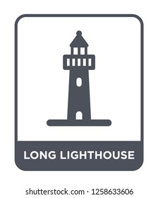 long lighthouse icon vector on white background, long lighthouse trendy filled icons from Nautical collection, long lighthouse simple element illustration