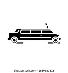 Long limo black icon, concept illustration, vector flat symbol, glyph sign.