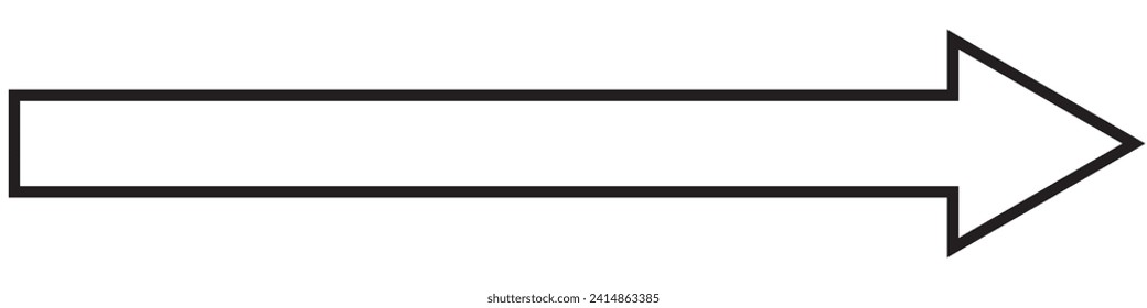 Long line arrow vector, icon, cursor design. Black arrow vector, line arrow on white background. Big line arrow 