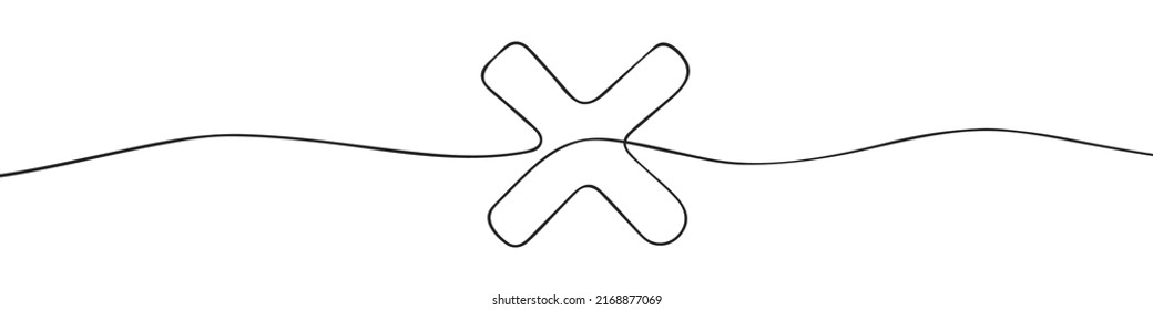 Long line cross icon. X. Continuous line. Vector illustration
