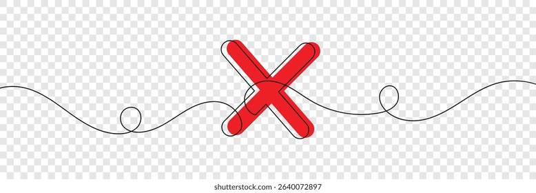 Long line cross icon. X. Continuous line. Vector illustration EPS 10  .