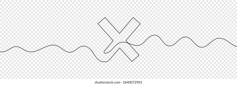 Long line cross icon. X. Continuous line. Vector illustration EPS 10  .