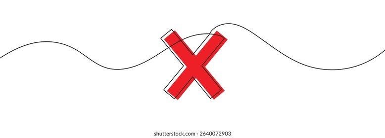 Long line cross icon. X. Continuous line. Vector illustration EPS 10  .