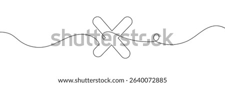Long line cross icon. X. Continuous line. Vector illustration EPS 10  .