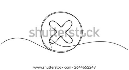 Long line cross icon. X. Continuous line. Vector illustration, Continuous one line drawing Wrong Mark, Continuous one line drawing Wrong Mark. Art wrong Marks Symbol. wrong mark continuous one.