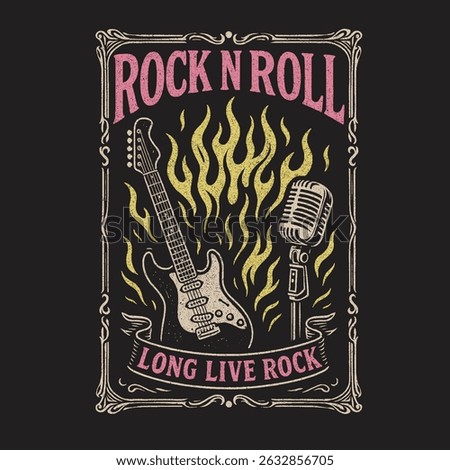long live rock n roll vintage graphics. gutter faire wings ad text together mixed this artwork. rock and roll women's girls  t-shirt design. punk ravel vector.