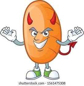 Long loaf cartoon character with devil mascot