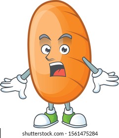 Long loaf cartoon character with surprised mascot
