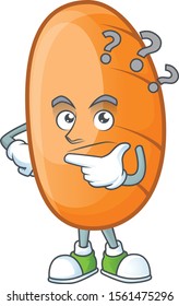 Long loaf cartoon character with thinking mascot