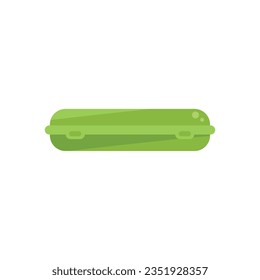 Long lunch box icon flat vector. Food dinner. Healthy meal isolated