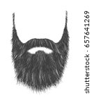 Long man beard with no face. Hand drawn vector fashionable hipster beard with mustache.