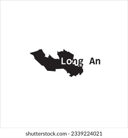 Long An map and black lettering design on white background
