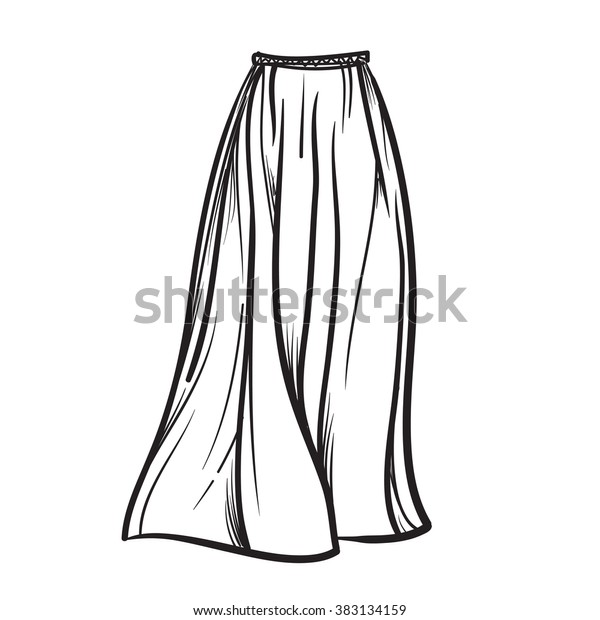 Long Maxi Skirt Hand Drawn Vector Stock Vector (Royalty Free) 383134159