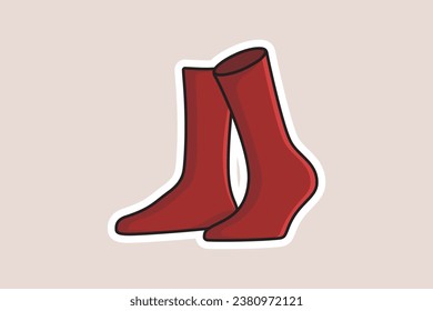 Long Men Socks Sticker Pair vector illustration. Fashion object design concept. Socks for foot cover sticker design logo with shadow.