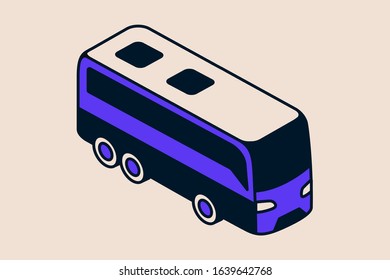 Long modern bus isometric icon, trending vector illustration.