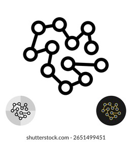 Ícone de estrutura molecular longa. Símbolo de polissacarídeo complexo. Verme como bactérias ou outro sinal de forma de vida de micro-organismos. Traçado editável.