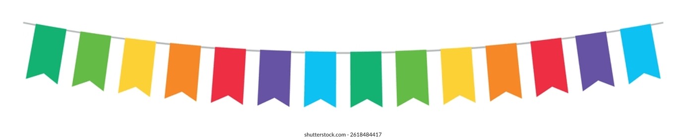 Long multicolored pennant garland vector