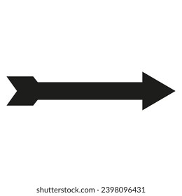 Long narrow arrow pointer. Vector illustration and drawing.