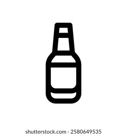 Long neck beer bottle. Editable stroke vector icon.