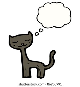 long neck black cat cartoon