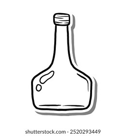 Long Neck Bottle Hand Drawn Doodle Outline. Vector illustration for decorate, coloring and any design.