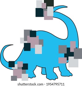 long neck dinosaur with geometric square abstract vector