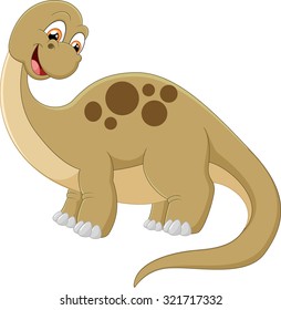 Long neck dinosaur on white illustration