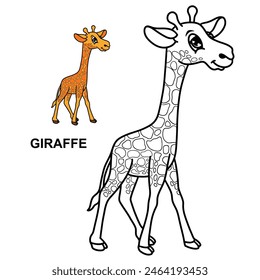 Long Neck Giraffe Blank Fill With Sample For Coloring Pages