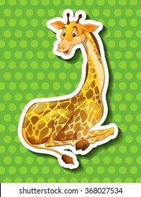 Long neck giraffe sitting illustration