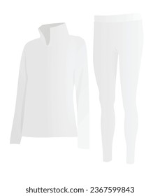 Long neck t shirt and leggings. side view. vector