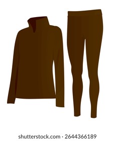 Long neck t shirt and leggings. side view. vector	