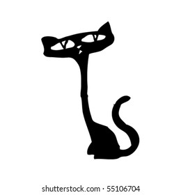 long necked cat cartoon