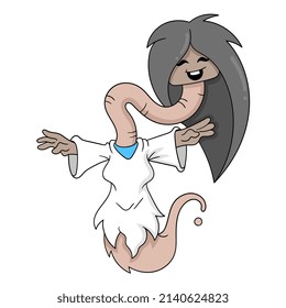 A long necked female endemic Japanese ghost named Sadako, vector illustration art. doodle icon image kawaii.