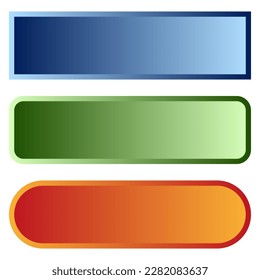 Long, oblong, wide format banner, button plaque and plaquette plate shape. Vector illustration.