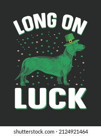 Long on luck dog patrick day vector illustration. St patrick day background. Shamrock background