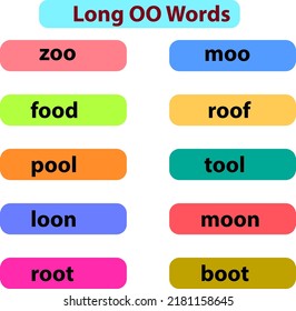 Long Oo Words Chart Educational Board Stock Vector (Royalty Free ...